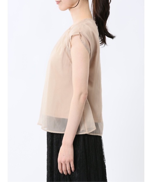 m.f.editorial（エムエフエディトリアル）の「【ウォッシャブル】m.f.エディトリアル レディース オーガンジー レイヤード プルオーバーＴシャツ（Tシャツ/カットソー・レディース・ホワイト/ブラック/ベージュ/ブルー・FREE）」の9枚目の写真