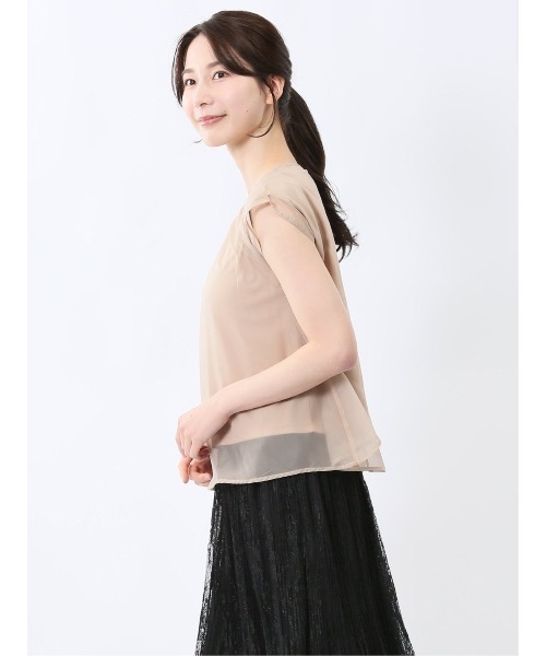 m.f.editorial（エムエフエディトリアル）の「【ウォッシャブル】m.f.エディトリアル レディース オーガンジー レイヤード プルオーバーＴシャツ（Tシャツ/カットソー・レディース・ホワイト/ブラック/ベージュ/ブルー・FREE）」の14枚目の写真