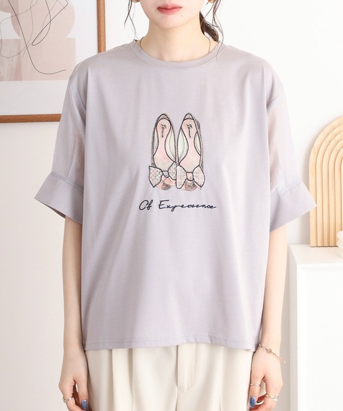 tシャツ Anna Nicola バレエシューズシアースリーブ半袖Tシャツ レディース セール】Anna Nicola バレエシューズシアースリーブ半袖Tシャツ