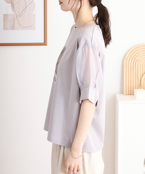 Anna Nicola（アンナニコラ）の「Anna Nicola バレエシューズシアースリーブ半袖Tシャツ（Tシャツ/カットソー・レディース・オフホワイト/ブラック/ライトグレー・38）」の17枚目の写真