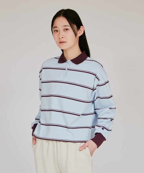 Champion/チャンピオン】レディース ロングスリーブボーダーポロシャツ