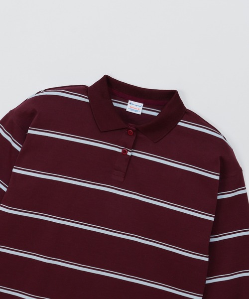 Champion(チャンピオン)の「【Champion/チャンピオン】レディース ロングスリーブボーダーポロシャツ(ポロシャツ・レディース・ネイビー系1/ライトブルー/ライトイエロー/バーガンディー・MEDIUM/LARGE)」の7枚目の写真