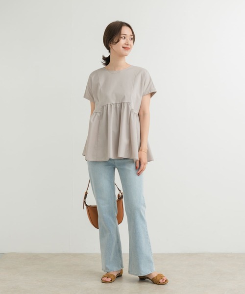 URBAN RESEARCH DOORS（アーバンリサーチドアーズ）の「布帛切替ドルマンカットソー（Tシャツ/カットソー・レディース・ベージュ系その他/ネイビー・MEDIUM）」の3枚目の写真