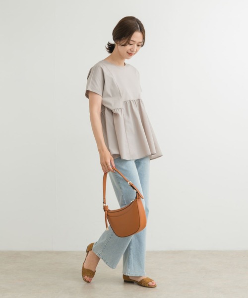 URBAN RESEARCH DOORS（アーバンリサーチドアーズ）の「布帛切替ドルマンカットソー（Tシャツ/カットソー・レディース・ベージュ系その他/ネイビー・MEDIUM）」の4枚目の写真