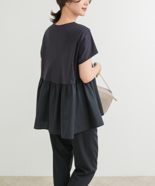 URBAN RESEARCH DOORS（アーバンリサーチドアーズ）の「布帛切替ドルマンカットソー（Tシャツ/カットソー・レディース・ベージュ系その他/ネイビー・MEDIUM）」の7枚目の写真