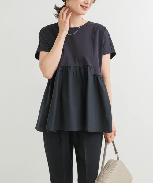 URBAN RESEARCH DOORS（アーバンリサーチドアーズ）の「布帛切替ドルマンカットソー（Tシャツ/カットソー・レディース・ベージュ系その他/ネイビー・MEDIUM）」の9枚目の写真