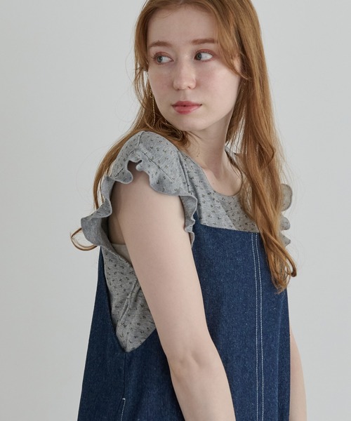 Crisp（クリスプ）の「フレンチフリルフラワーTシャツ（Tシャツ/カットソー・レディース・アイボリー/グレー・FREE）」の4枚目の写真