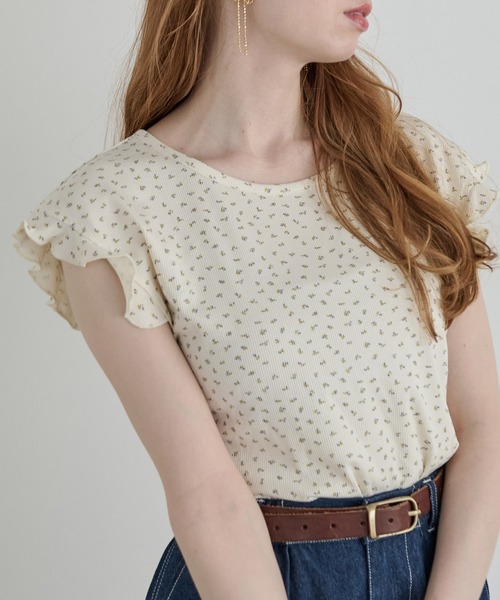 Crisp（クリスプ）の「フレンチフリルフラワーTシャツ（Tシャツ/カットソー・レディース・アイボリー/グレー・FREE）」の8枚目の写真