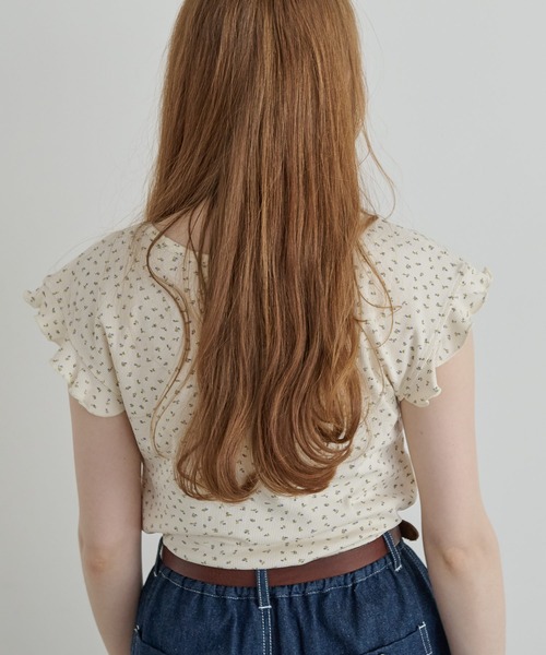 Crisp（クリスプ）の「フレンチフリルフラワーTシャツ（Tシャツ/カットソー・レディース・アイボリー/グレー・FREE）」の9枚目の写真