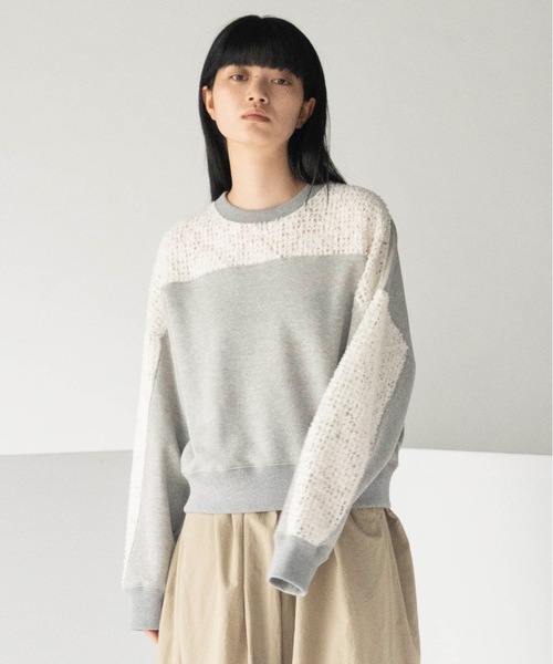 mintdesigns（ミントデザインズ）の「FEATHER LACE SWEAT（スウェット・レディース・グレー/ホワイト・ONESIZE）」の2枚目の写真