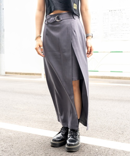 Subciety（サブサエティ）の「Layered wrap skirt（スカート・レディース・ブラック/ダークベージュ/チャコールグレー・マルチサイズ）」の3枚目の写真