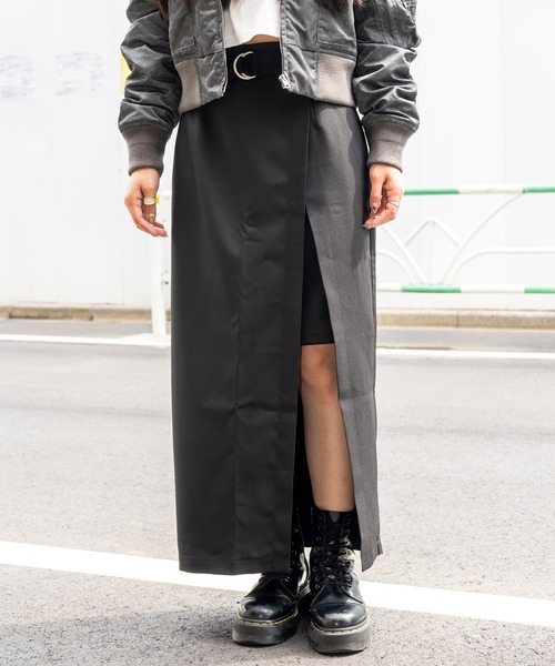 Subciety（サブサエティ）の「Layered wrap skirt（スカート・レディース・ブラック/ダークベージュ/チャコールグレー・マルチサイズ）」の5枚目の写真