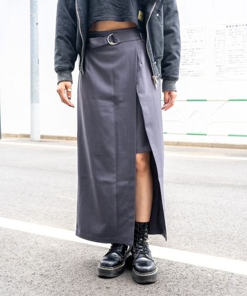 Subciety（サブサエティ）の「Layered wrap skirt（スカート・レディース・ブラック/ダークベージュ/チャコールグレー・マルチサイズ）」の15枚目の写真