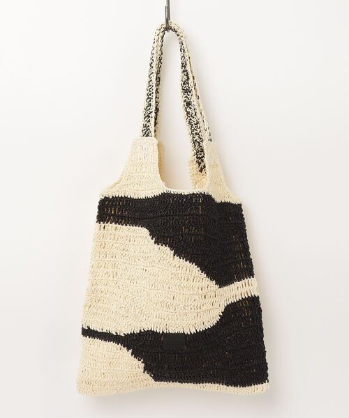 Swaraj/スワラージ】手編みラフィア BAG・ゼブラ柄（トートバッグ
