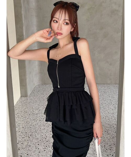 RESEXXY(リゼクシー)の「フーディベアトップス【セットアップ着用可能】(キャミソール・レディース・チャコールグレー/ライトグレー/ブラック・FREE)」の1枚目の写真