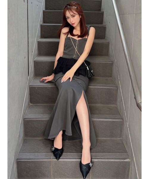 RESEXXY(リゼクシー)の「フーディベアトップス【セットアップ着用可能】(キャミソール・レディース・チャコールグレー/ライトグレー/ブラック・FREE)」の7枚目の写真