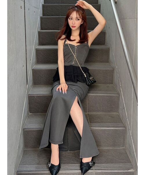 RESEXXY(リゼクシー)の「フーディベアトップス【セットアップ着用可能】(キャミソール・レディース・チャコールグレー/ライトグレー/ブラック・FREE)」の8枚目の写真