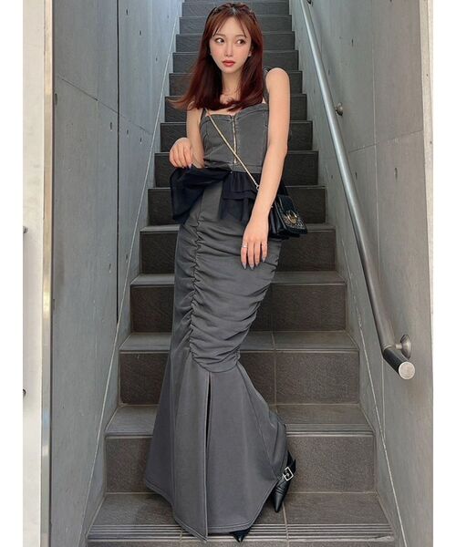 RESEXXY(リゼクシー)の「フーディベアトップス【セットアップ着用可能】(キャミソール・レディース・チャコールグレー/ライトグレー/ブラック・FREE)」の10枚目の写真