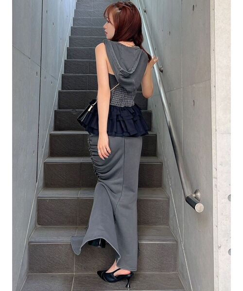 RESEXXY(リゼクシー)の「フーディベアトップス【セットアップ着用可能】(キャミソール・レディース・チャコールグレー/ライトグレー/ブラック・FREE)」の11枚目の写真