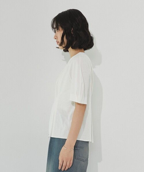ジップアップペプラムトップス｜細見え/ウォッシャブル/Tシャツ