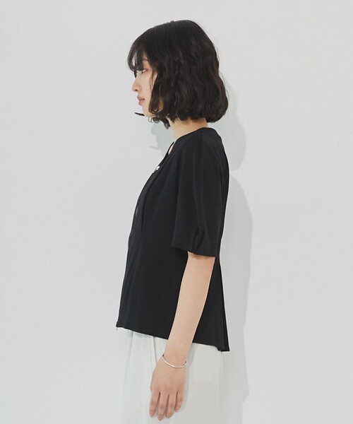 tシャツ ジップアップペプラムトップス｜細見え/ウォッシャブル/Tシャツ/半袖/夏服 レディース UNITED TOKYO tシャツ ジップアップペプラムトップス｜細見え