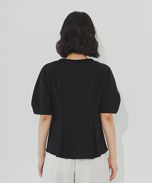 UNITED TOKYO（ユナイテッドトウキョウ）の「ジップアップペプラムトップス｜細見え/ウォッシャブル/Tシャツ/半袖/春服（Tシャツ/カットソー・レディース・ブラック/ホワイト・FREE）」の19枚目の写真