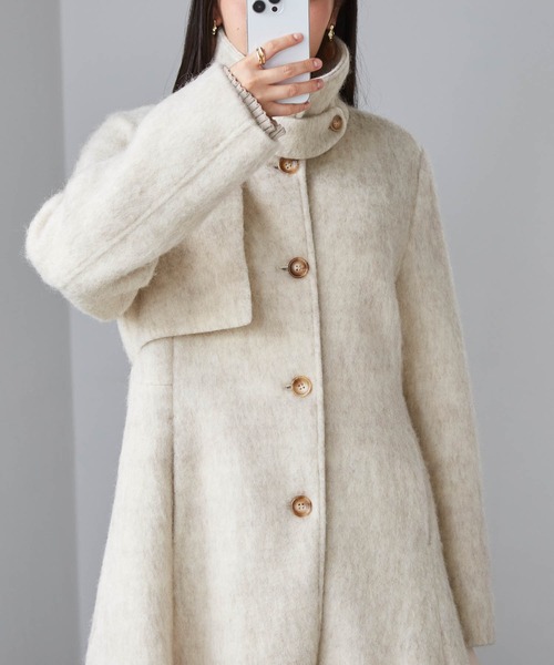 RANAN(ラナン)の「2WAYステンカラーシャギーコート(ステンカラーコート・レディース・ベージュ/アイボリー/グレー・M/LL/L)」の5枚目の写真