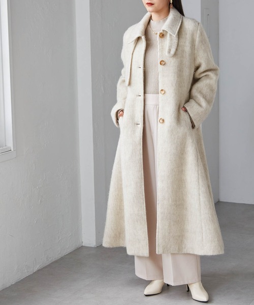 セール】2WAYウエストシェイプステンカラーシャギーコート（ステン