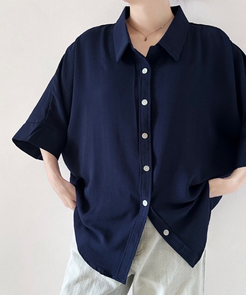 ONEP STAR(ワンピスター)の「7分袖ポンチョ風シャツブラウス(シャツ/ブラウス・レディース・ベージュ/ネイビー/ホワイト/ブラウン/グレー/ブラック/カーキ・FREE)」の17枚目の写真
