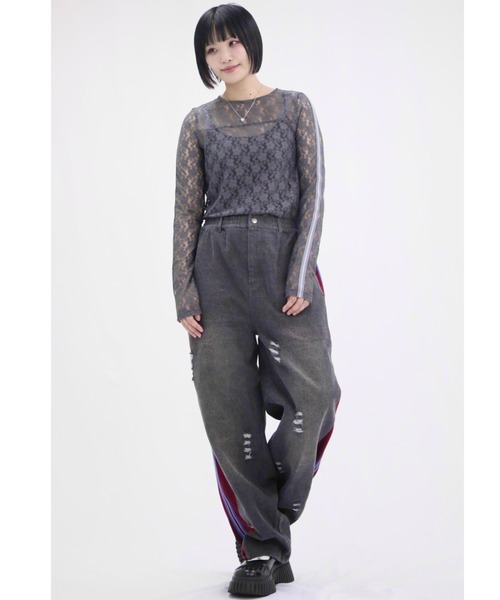 L.H.P(エルエイチピー)の「neuron/ニュウロン/ラインシアートップス(Tシャツ/カットソー・レディース・ブラック/グレー・F)」の3枚目の写真
