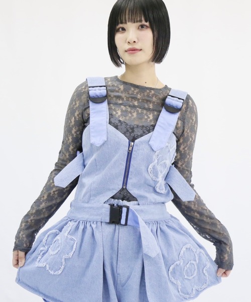 L.H.P(エルエイチピー)の「neuron/ニュウロン/ラインシアートップス(Tシャツ/カットソー・レディース・ブラック/グレー・F)」の4枚目の写真