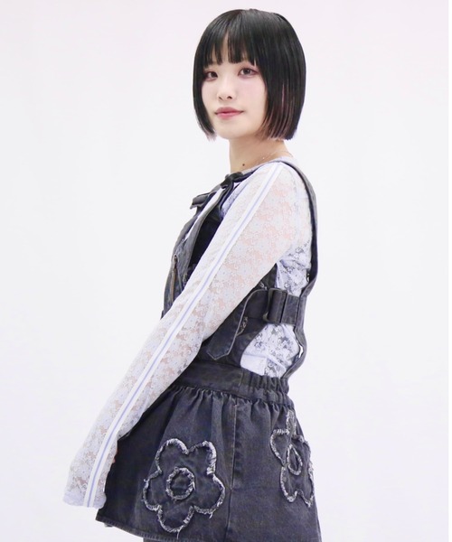 L.H.P(エルエイチピー)の「neuron/ニュウロン/ラインシアートップス(Tシャツ/カットソー・レディース・ブラック/グレー・F)」の7枚目の写真