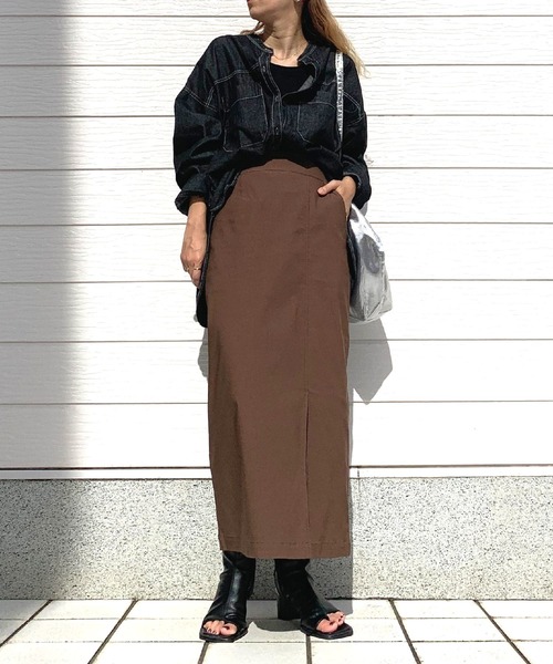 Q（キュー）の「バンドカラーデニムシャツ（シャツ/ブラウス・レディース・ブラック/ネイビー・MEDIUM）」の6枚目の写真