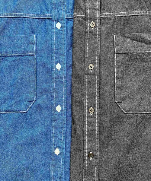 Q（キュー）の「バンドカラーデニムシャツ（シャツ/ブラウス・レディース・ブラック/ネイビー・MEDIUM）」の21枚目の写真