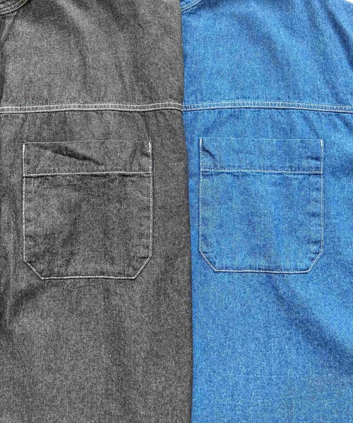 Q（キュー）の「バンドカラーデニムシャツ（シャツ/ブラウス・レディース・ブラック/ネイビー・MEDIUM）」の22枚目の写真