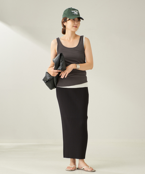 plage（プラージュ）の「《追加》sandwash loose タンク（タンクトップ・レディース・ホワイト/キャメル/チャコールグレー・FREE）」の4枚目の写真