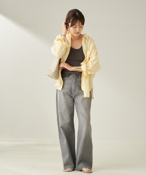 plage（プラージュ）の「《追加》sandwash loose タンク（タンクトップ・レディース・ホワイト/キャメル/チャコールグレー・FREE）」の13枚目の写真