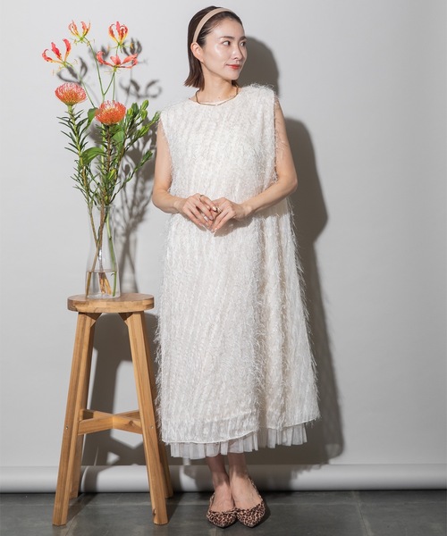 lodie(ロディ)の「フリンジジャガード ワンピース(ドレス・レディース・ブラック/アイボリー・FREE)」の12枚目の写真