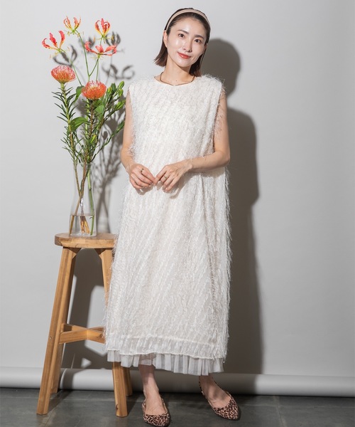 lodie(ロディ)の「フリンジジャガード ワンピース(ドレス・レディース・ブラック/アイボリー・FREE)」の13枚目の写真