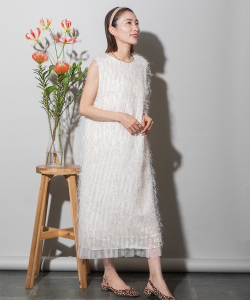 lodie(ロディ)の「フリンジジャガード ワンピース(ドレス・レディース・ブラック/アイボリー・FREE)」の15枚目の写真