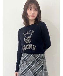 ラメジャガードロゴニットトップス