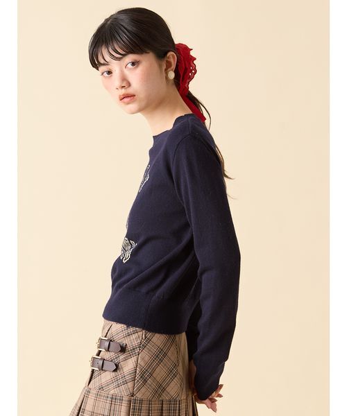 lily brown ロゴ付きラメトップス ラメジャガードロゴニットトップス（ニット/セーター）｜LILY