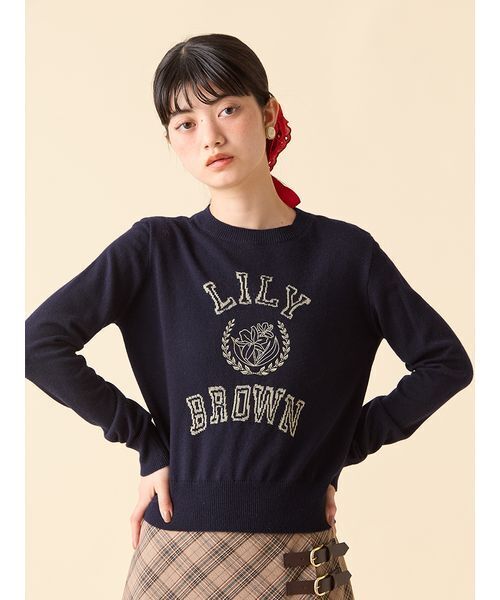 lily brown ロゴ付きラメトップス lily brown ロゴ付きラメトップス