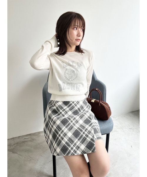 lily brown ロゴ付きラメトップス LILY BROWN ニット セーター ラメジャガードロゴニットトップス