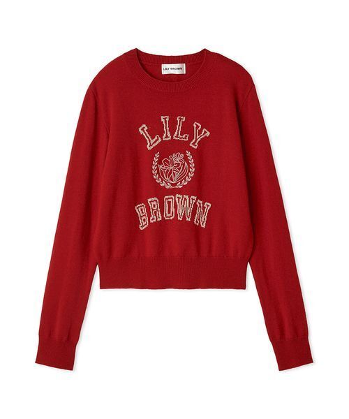 lily brown ロゴ付きラメトップス ラメジャガードロゴニットトップス（ニット/セーター）｜LILY