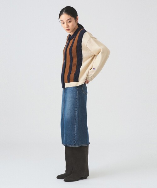 Ray BEAMS（レイビームス）の「【別注】Champion / ニット カーディガン [手洗い可]（カーディガン/ボレロ・レディース・バーガンディー/ベージュ・MEDIUM）」の4枚目の写真