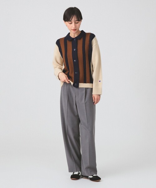 Ray BEAMS（レイビームス）の「【別注】Champion / ニット カーディガン [手洗い可]（カーディガン/ボレロ・レディース・バーガンディー/ベージュ・MEDIUM）」の8枚目の写真