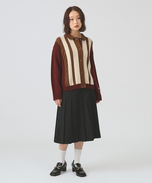 Ray BEAMS（レイビームス）の「【別注】Champion / ニット カーディガン [手洗い可]（カーディガン/ボレロ・レディース・バーガンディー/ベージュ・MEDIUM）」の13枚目の写真