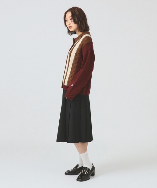 Ray BEAMS（レイビームス）の「【別注】Champion / ニット カーディガン [手洗い可]（カーディガン/ボレロ・レディース・バーガンディー/ベージュ・MEDIUM）」の14枚目の写真