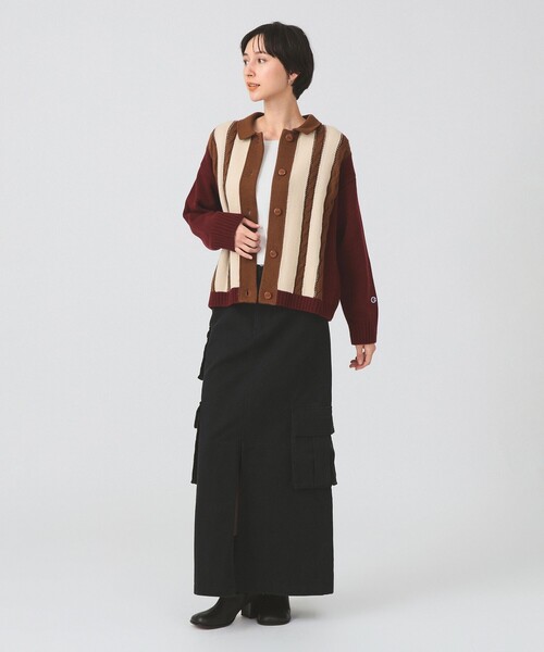 Ray BEAMS（レイビームス）の「【別注】Champion / ニット カーディガン [手洗い可]（カーディガン/ボレロ・レディース・バーガンディー/ベージュ・MEDIUM）」の18枚目の写真